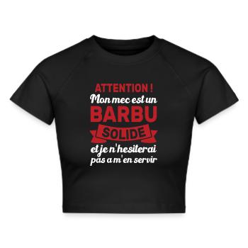 Attention Mon Mec Est Un Barbu Solide Cadeau - Crop top - noir - Devant - Marisol (170cm)