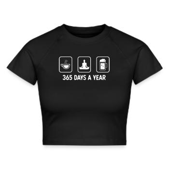 365 days a year - Beer - Yoga - - Cropped T-Shirt - black - Front - Marisol (170cm)