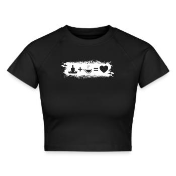 Grunge Rectangle - Heart - Coffee - Yoga - - Cropped T-Shirt - black - Front - Marisol (170cm)