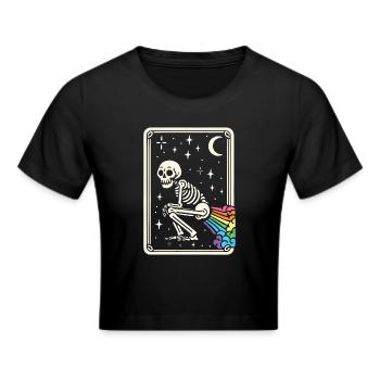 Tarotkarte Skelett Furzen Regenbogen LGBT - Frauen Cropped T-Shirt - Schwarz - Vorne - Marisol (170cm)