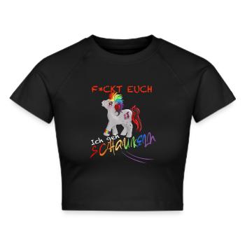 Ich geh Schaukeln - Frauen Cropped T-Shirt - Schwarz - Vorne - Marisol (170cm)