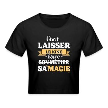 Kinésithérapeute Fait Sa Magie Humour Kiné - Crop top - noir - Devant - Marisol (170cm)