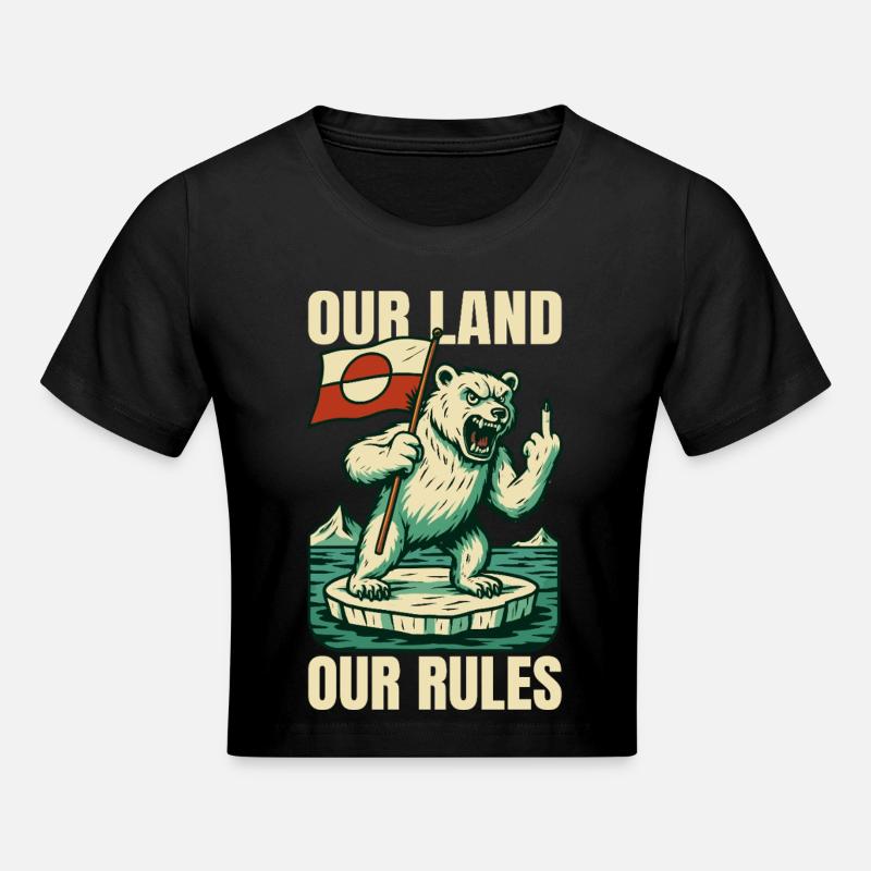 Notre terre, nos règles, le Groenland n’est pas à vendre - Crop top - noir