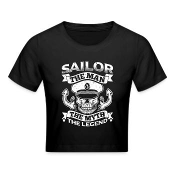 Funny Sail Sailing Sailor Shirt The Man - Frauen Cropped T-Shirt - Schwarz - Vorne - Marisol (170cm)