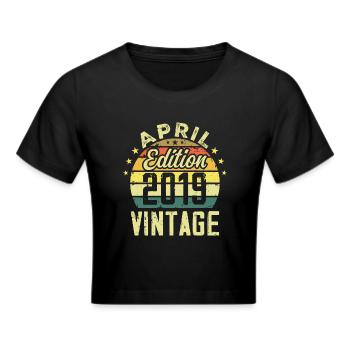 Millésime Avril 2019 - Cadeau Anniversaire 2019 - Crop top - noir - Devant - Marisol (170cm)
