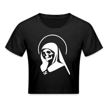 Reveal Your Enigmatic Charm with Unholy Nun, Sata - Cropped T-Shirt - black - Front - Marisol (170cm)