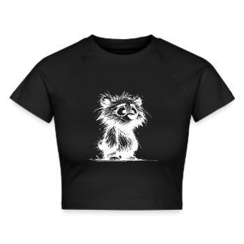 Dirty Fuzzy Bear Kids Drawing - Cropped T-Shirt - black - Front - Marisol (170cm)