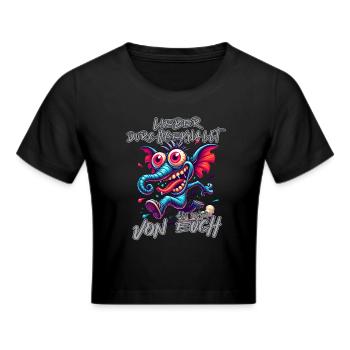 Lieber durchgeknallt als einer von euch – Elefant - Frauen Cropped T-Shirt - Schwarz - Vorne - Marisol (170cm)