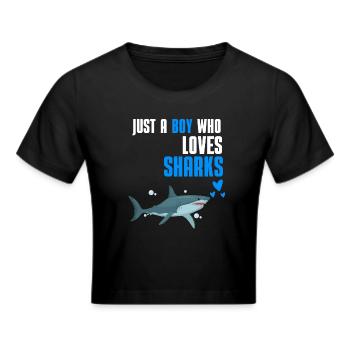 Sea animal predator shark boy gift shark - Cropped T-Shirt - black - Front - Marisol (170cm)