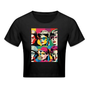 Pop-Art - Frauen Cropped T-Shirt - Schwarz - Vorne - Marisol (170cm)