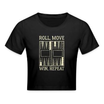 Backgammonspieler Brettspiel König Lustig Humor - Frauen Cropped T-Shirt - Schwarz - Vorne - Marisol (170cm)
