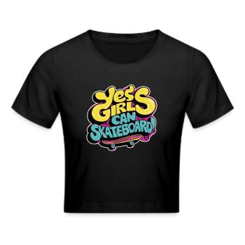 Cool Skateboard Longboard Skater Girl - Cropped T-Shirt - black - Front - Marisol (170cm)