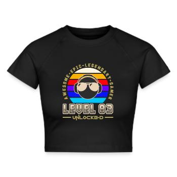 Level 83 - Cropped T-Shirt - black - Front - Marisol (170cm)