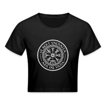 Vegvisir Vikinger Walhalla Spruch Kompass - Frauen Cropped T-Shirt - Schwarz - Vorne - Marisol (170cm)