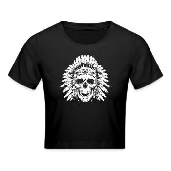 Chief Skull - Cropped T-Shirt - black - Front - Marisol (170cm)