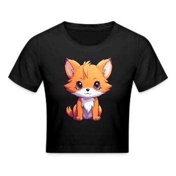 Fox Anime - Cropped T-Shirt - black - Front - Marisol (170cm)