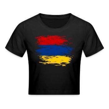 Armenia flag used - Cropped T-Shirt - black - Front - Marisol (170cm)