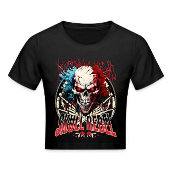 crâne crâne squelette moto motard gang - Crop top - noir - Devant - Marisol (170cm)