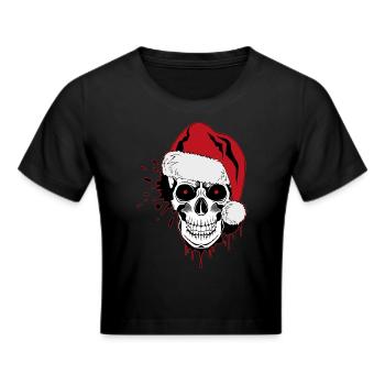 schädel skull christmas meme bad santa claus xmas - Frauen Cropped T-Shirt - Schwarz - Vorne - Marisol (170cm)
