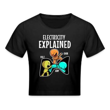 Elektriker Strom Elektrizität Elektrotechnik - Frauen Cropped T-Shirt - Schwarz - Vorne - Marisol (170cm)