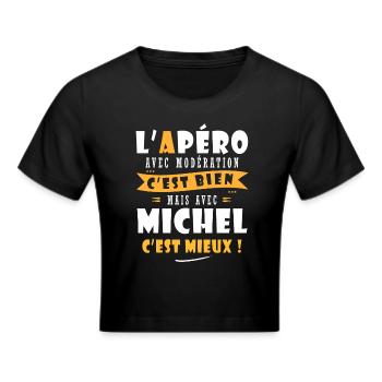 Humour Michel Apero T shirt Humour Drôles michel - Crop top - noir - Devant - Marisol (170cm)