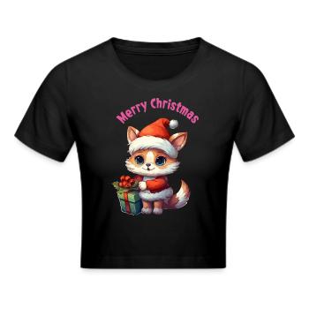 Merry Christmas - Frauen Cropped T-Shirt - Schwarz - Vorne - Marisol (170cm)