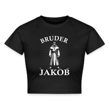 Bruder Jakob Design mit dem Mönch aus dem Kinderli - Frauen Cropped T-Shirt - Schwarz - Vorne - Marisol (170cm)