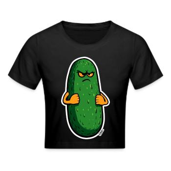 Grumpy Pickle Mascot - Cropped T-Shirt - black - Front - Marisol (170cm)