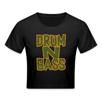 Drum n Bass DNB Army Green Rework - Cropped T-Shirt - black - Front - Marisol (170cm)