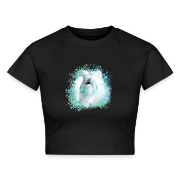 lapin angora, lapin, graffiti, coloré, lapin, bleu - Crop top - noir - Devant - Marisol (170cm)