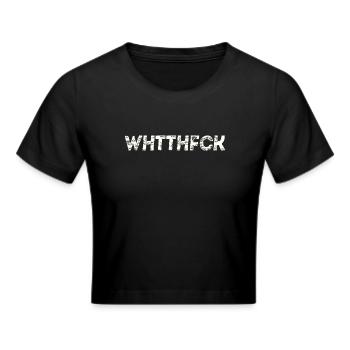WHTTHFCK What the fuck gift idea funny cool - Cropped T-Shirt - black - Front - Marisol (170cm)