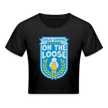 goose on the loose - Frauen Cropped T-Shirt - Schwarz - Vorne - Marisol (170cm)