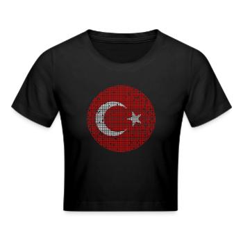 Drapeau de Turquie Utilisé Look Drapeau Turc Vintage - Crop top - noir - Devant - Marisol (170cm)