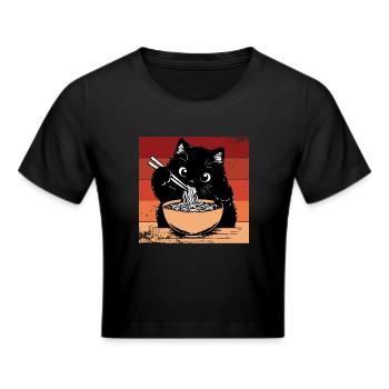 Ramen Chat Drôle - Crop top - noir - Devant - Marisol (170cm)