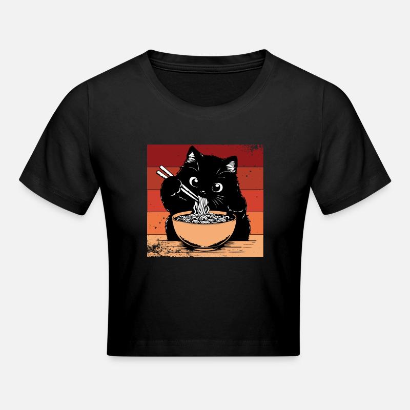 Ramen Chat Drôle - Crop top - noir