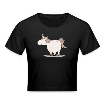 Thick cute unicorn - Cropped T-Shirt - black - Front - Marisol (170cm)