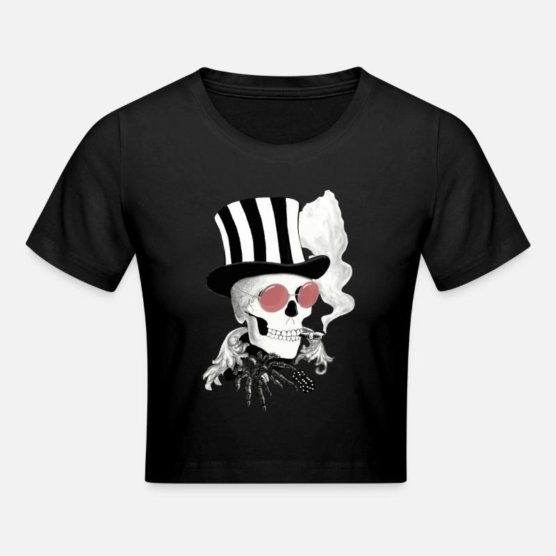 Skull avec lunettes de soleil rose - Crop top - noir