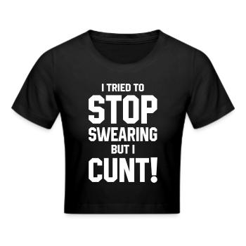 Stop Swearing - Cropped T-Shirt - black - Front - Marisol (170cm)