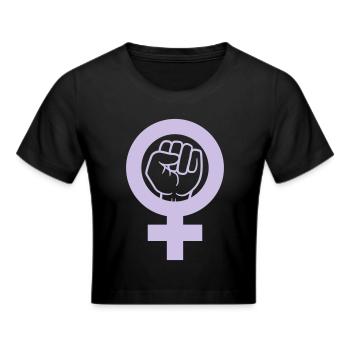 Rebellion Faust Feminist Symbol - Frauen Cropped T-Shirt - Schwarz - Vorne - Marisol (170cm)