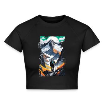 Natur & Bergwandern - Frauen Cropped T-Shirt - Schwarz - Vorne - Marisol (170cm)