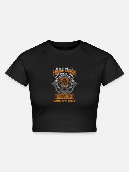 Odin Thor Valhalla - Cropped T-Shirt - black