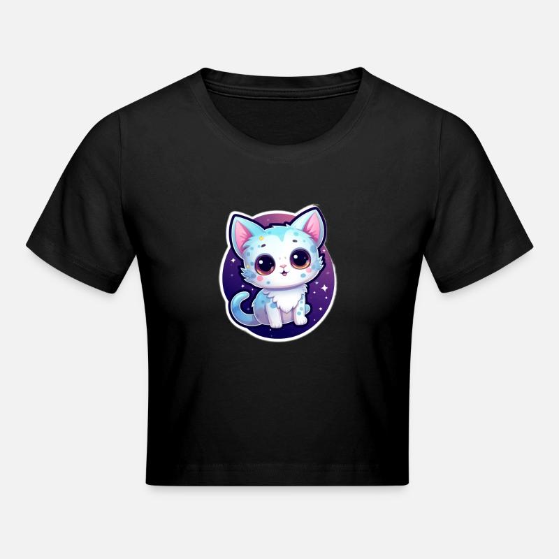 « Cosmic Kitty: Adorable Space Float » - Crop top - noir