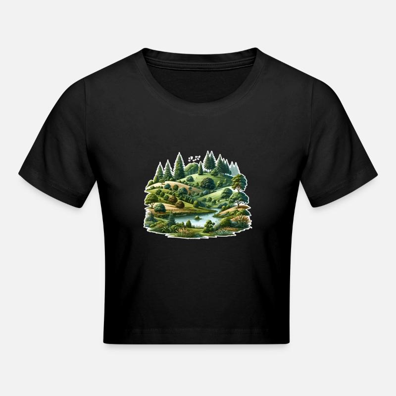 Paysage - Illustration - Crop top - noir