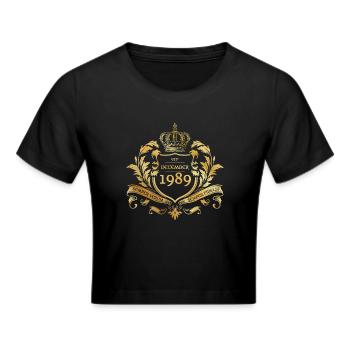 35. Geburtstag Semper Verum - Established 12/1989 - Cropped T-Shirt - black - Front - Marisol (170cm)