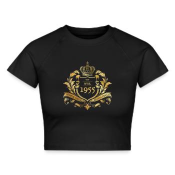 70th Birthday Semper Verum - Established 04/1955 - Cropped T-Shirt - black - Front - Marisol (170cm)