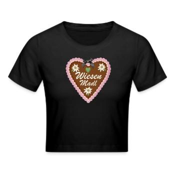Wiesen Madl Lebkuchenherz - Frauen Cropped T-Shirt - Schwarz - Vorne - Marisol (170cm)