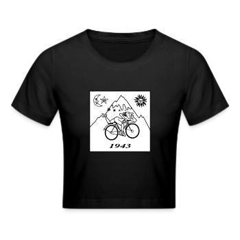 Albert Hofmann LSD 1943 Schwarz & Weiß - Frauen Cropped T-Shirt - Schwarz - Vorne - Marisol (170cm)