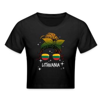 Litauen - Frauen Cropped T-Shirt - Schwarz - Vorne - Marisol (170cm)