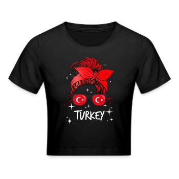Türkei - Frauen Cropped T-Shirt - Schwarz - Vorne - Marisol (170cm)