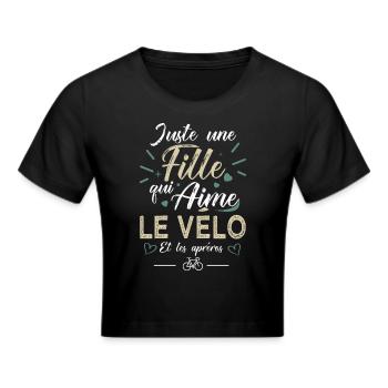 fille aime le vélo et apréros femme cycliste vélo - Crop top - noir - Devant - Marisol (170cm)